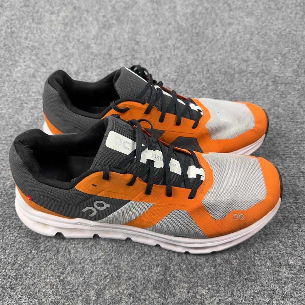 On Running Shoes Mens Size 11.5 Orange Gray Mesh CloudTec Road Running Sneakers